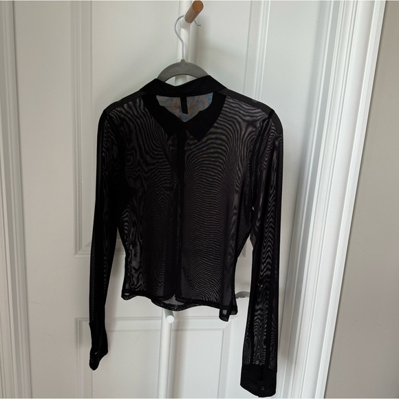 H&M Divided Black Mesh Button Up - Picture 4 of 5